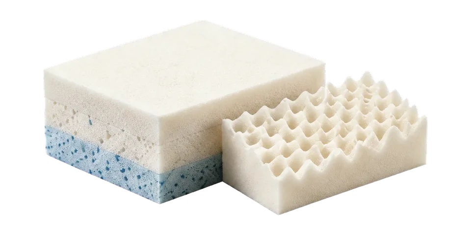 Rigid and open-cell polyurethane foam samples